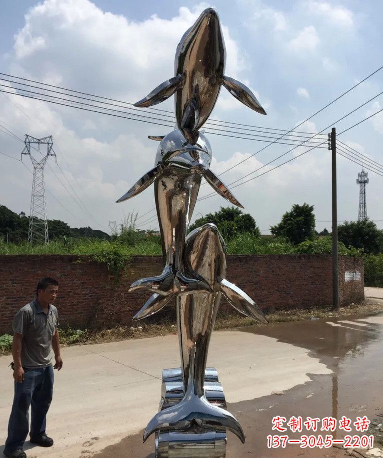 云南不锈钢跳跃海豚雕塑