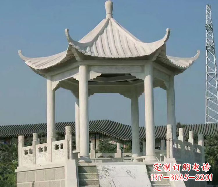 云南极具视觉冲击力的大理石六角石凉亭雕塑