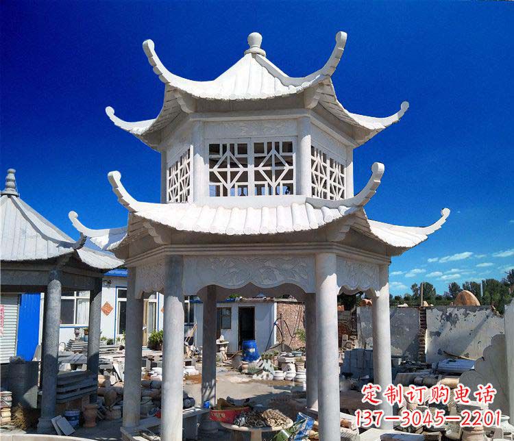 云南大理石双层凉亭雕塑
