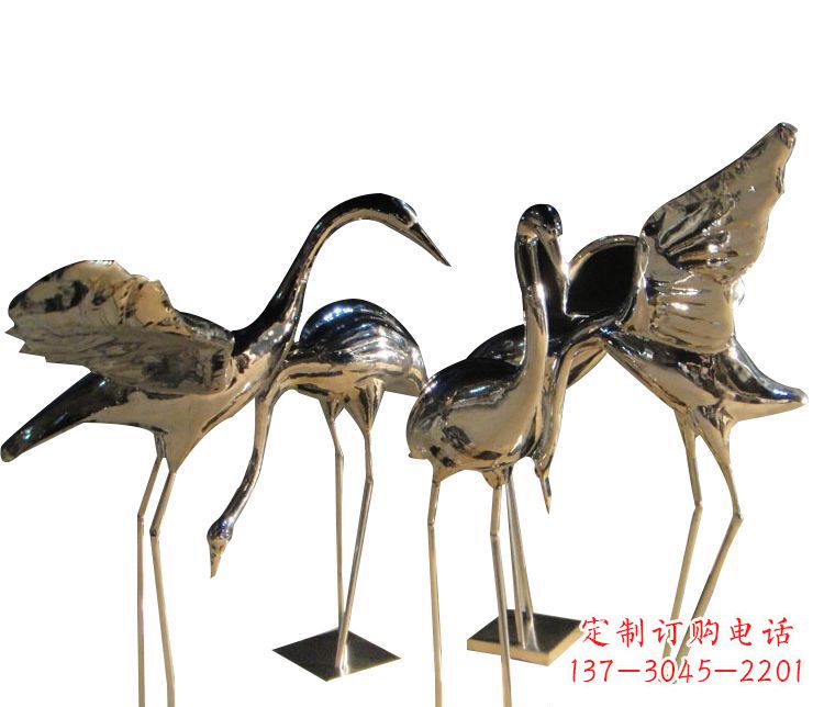 云南三角中国领雕塑不锈钢仙鹤雕塑