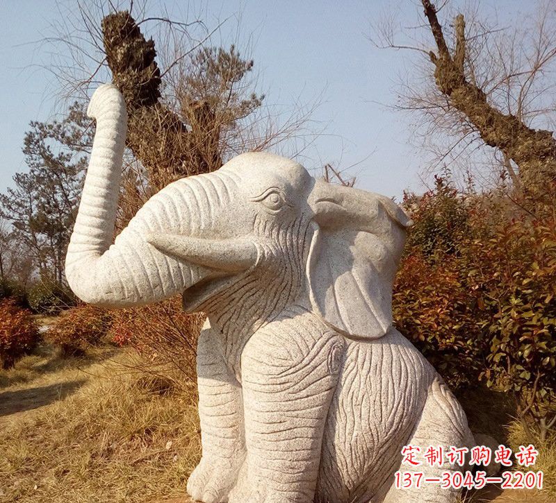 云南公园动物大象石雕