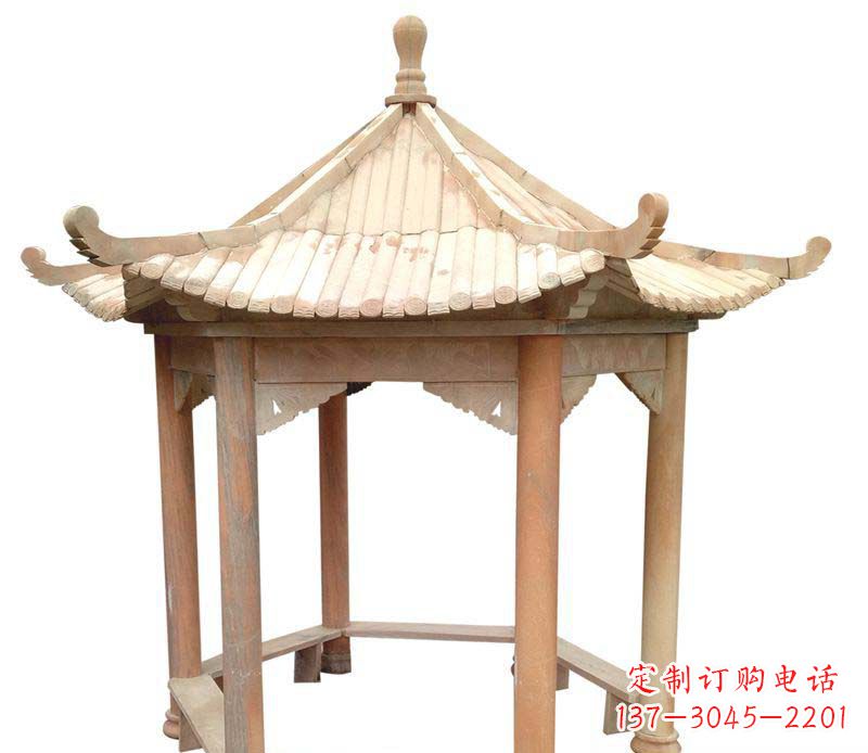 云南公园晚霞红六角石雕凉亭 (3)