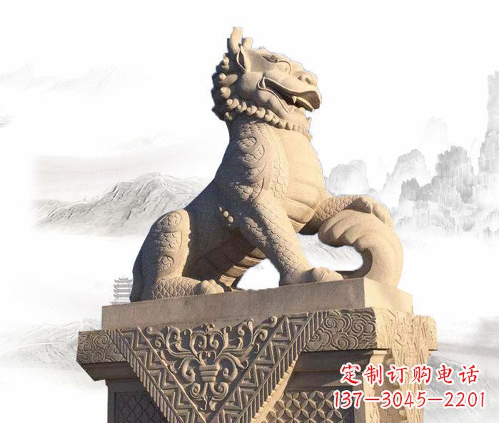 云南精美古典大理石麒麟石雕