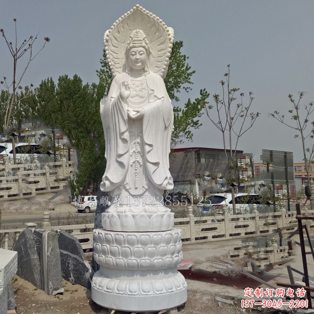 云南观音菩萨汉白玉石精美雕塑