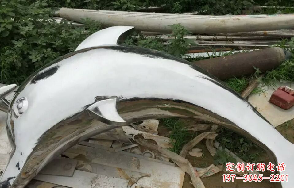 云南广场不锈钢海豚雕塑 (2)