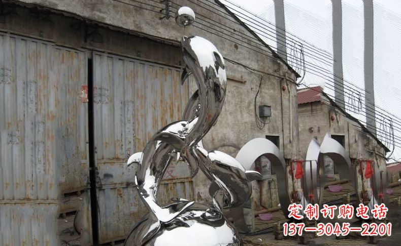 云南广场不锈钢海豚雕塑