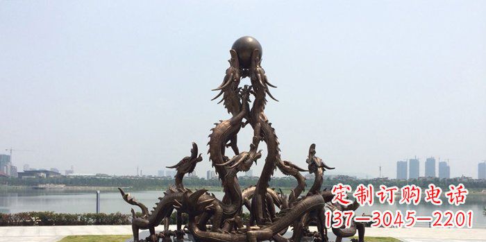 云南广场九龙戏珠铜龙铜雕