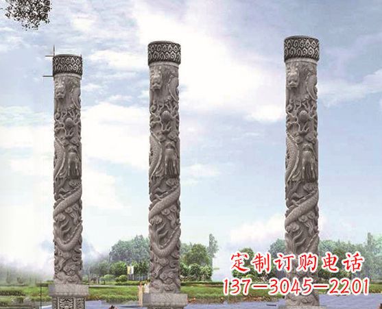 云南精美雕塑盘龙柱,美化您的室外空间
