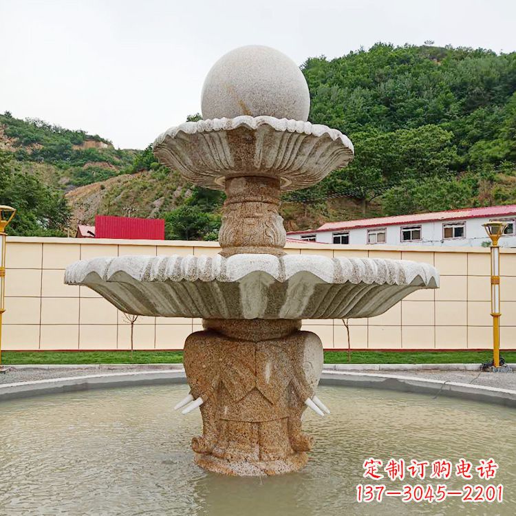 云南中领雕塑海螺石雕喷泉精致装点室外空间