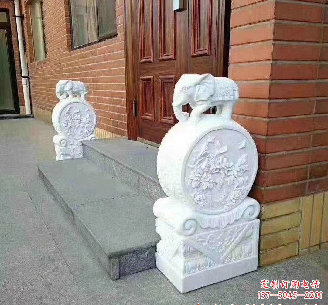 云南汉白玉大象门墩石雕