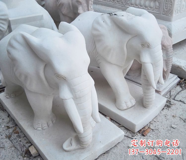 云南汉白玉大象公园动物石雕