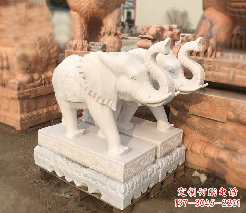 云南汉白玉吉祥如意大象门口镇宅招财石雕