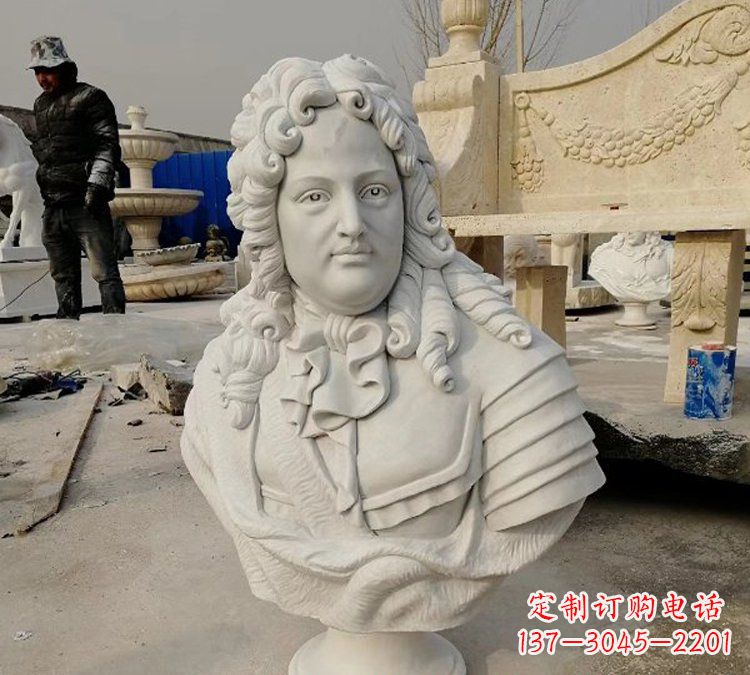 云南汉白玉牛顿头像雕塑,尊享经典
