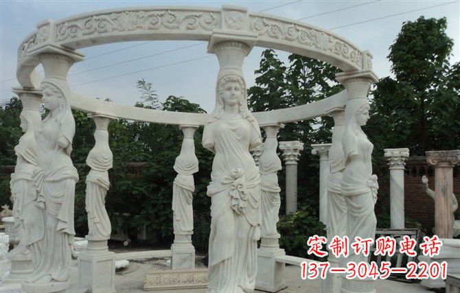 云南汉白玉欧式凉亭雕塑,尽享悠然凉意