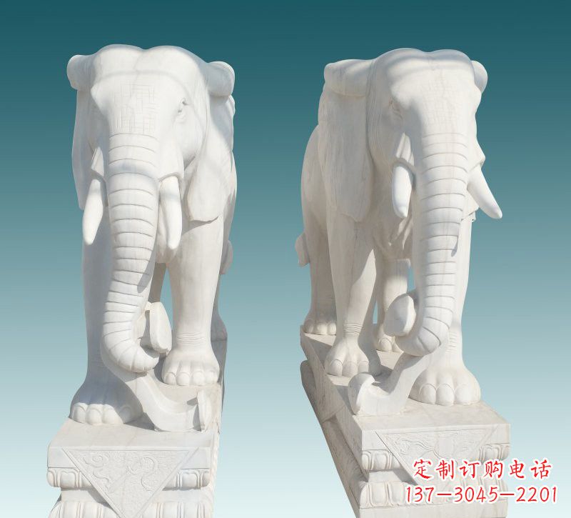 云南昂贵的汉白玉大象雕塑，招财又招福
