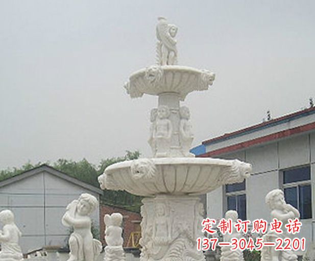 云南汉白玉天使大型喷泉石雕
