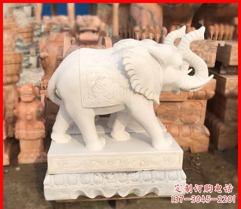 云南汉白玉招财大象雕塑