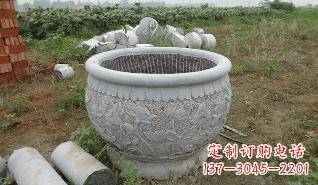 云南荷花花盆公园景观石雕，千般美妙一览无余