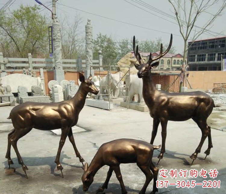 云南鹿动物铜雕 (2)