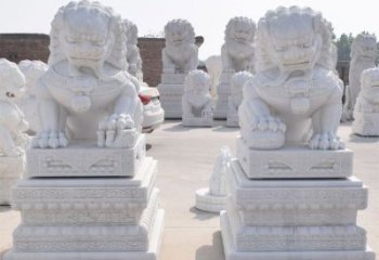 云南汉白玉看门狮子雕塑