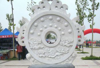 云南精雕细琢汉白玉双龙石门墩雕塑
