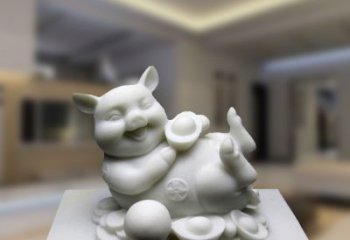 云南汉白玉动物雕塑，招财猪石雕精美装饰