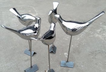 云南全新设计，优雅帅气的不锈钢鸽子草坪雕塑