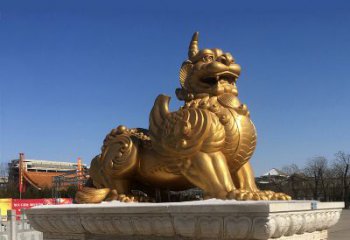 云南鎏金铜獬豸雕塑-给您的园林更多灵魂