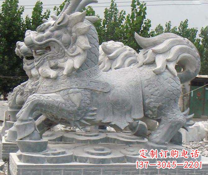 云南古典麒麟招财神兽石雕，传承古典非凡财富之美