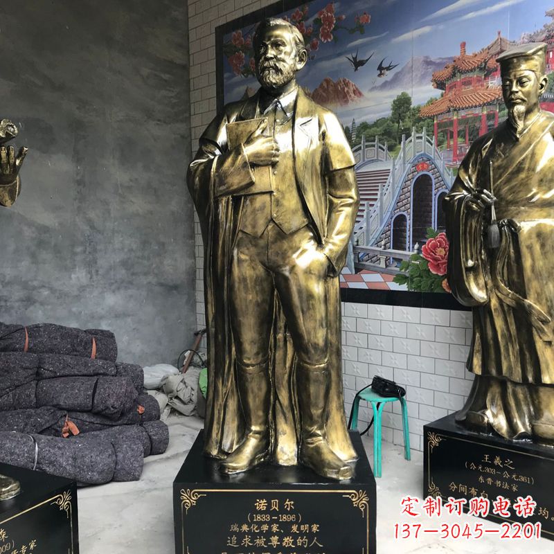云南世界名人瑞典著名化学家诺贝尔仿铜雕像