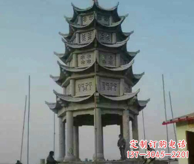 云南双层大理石凉亭石雕 (2)