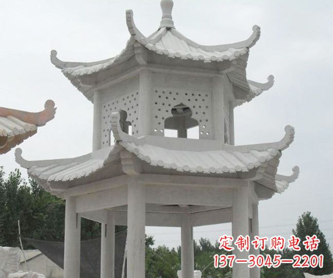 云南双层大理石凉亭石雕