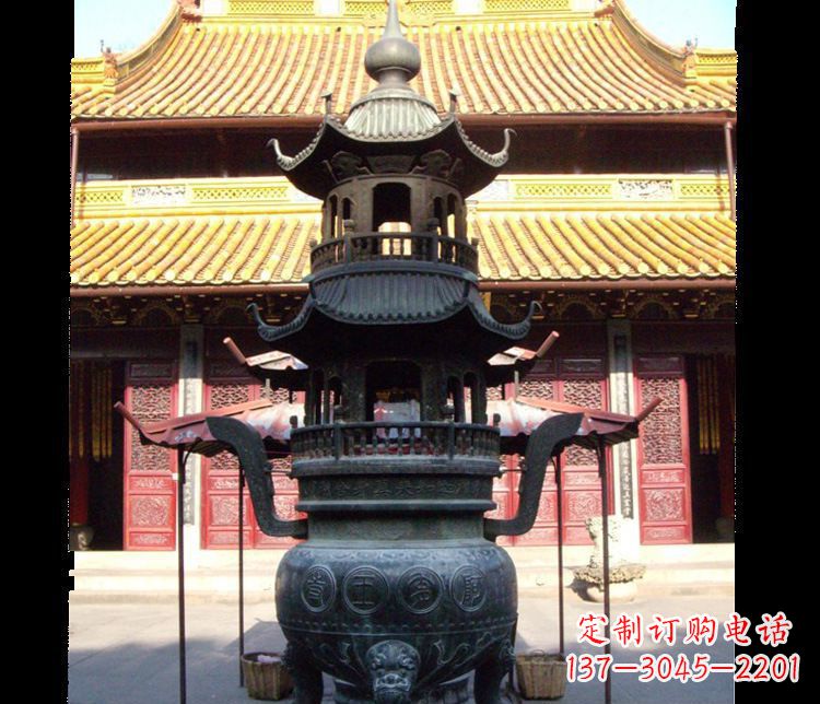 云南寺庙景观香炉铜雕