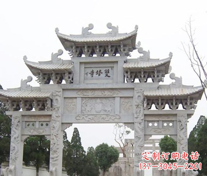 云南寺庙三门牌坊石雕 (2)