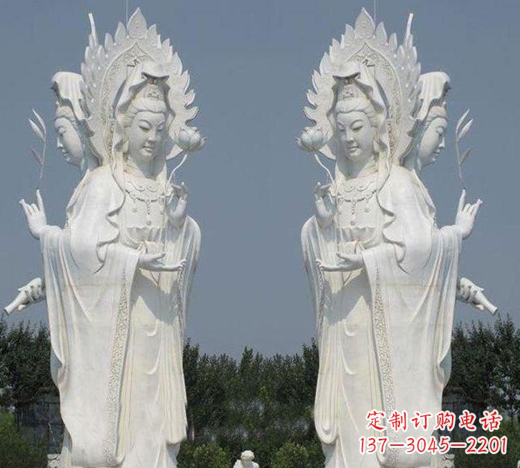 云南寺庙三面观音菩萨雕塑