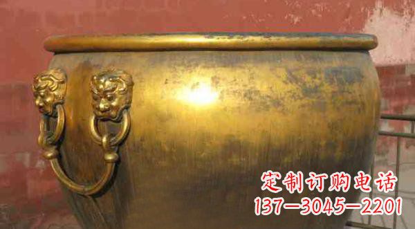 云南寺庙水缸铜雕 (2)