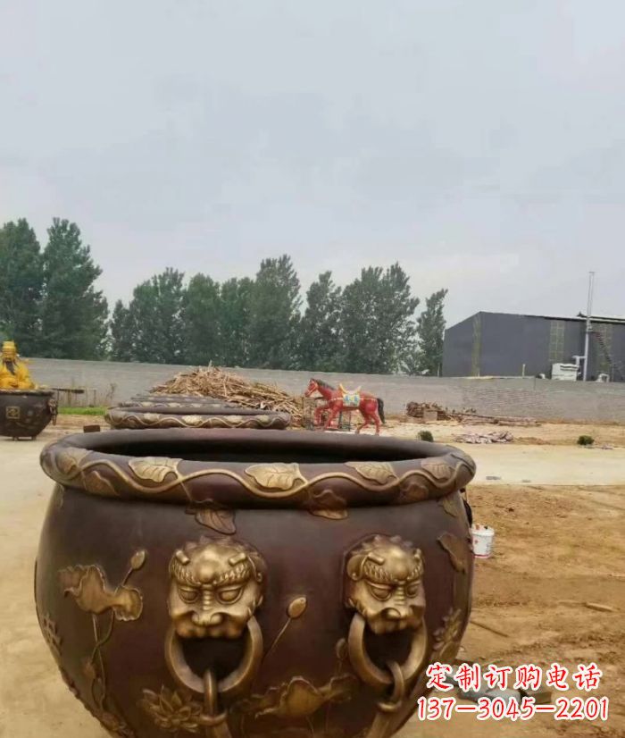 云南寺庙水缸铜雕 (4)