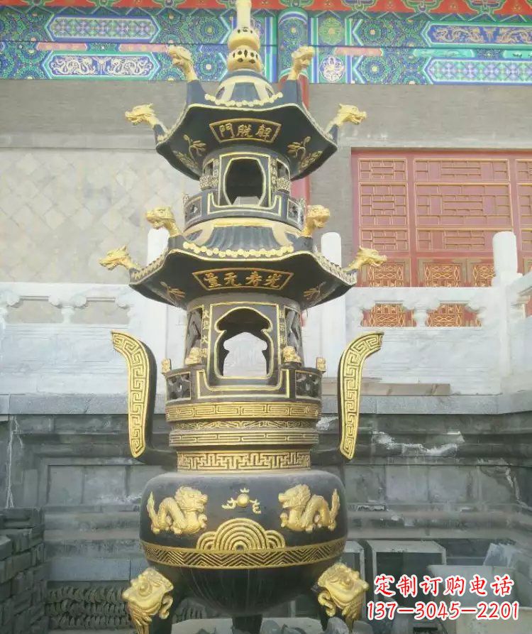 云南寺庙香炉铜雕_1
