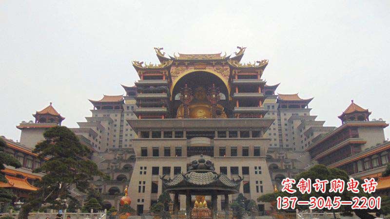 云南寺庙圆香炉铜雕