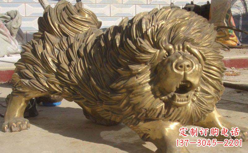 云南松狮犬动物铜雕
