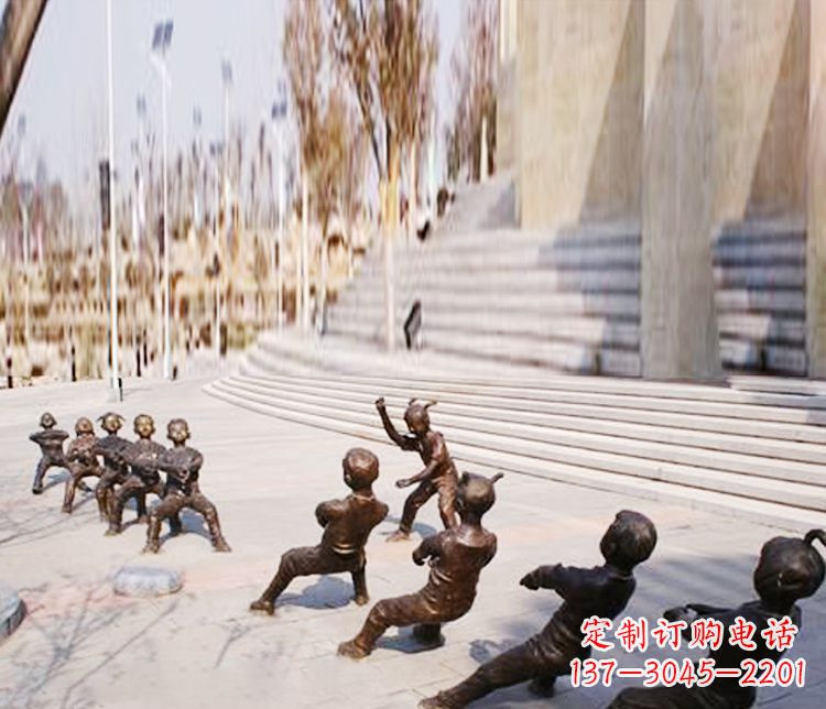 云南铜雕拔河儿童游戏雕塑