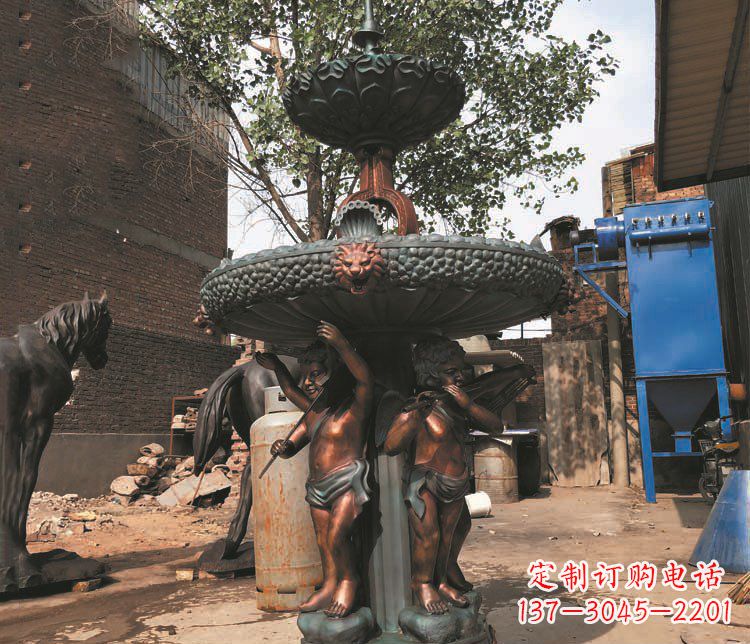云南铜雕西方人物喷泉景观雕塑