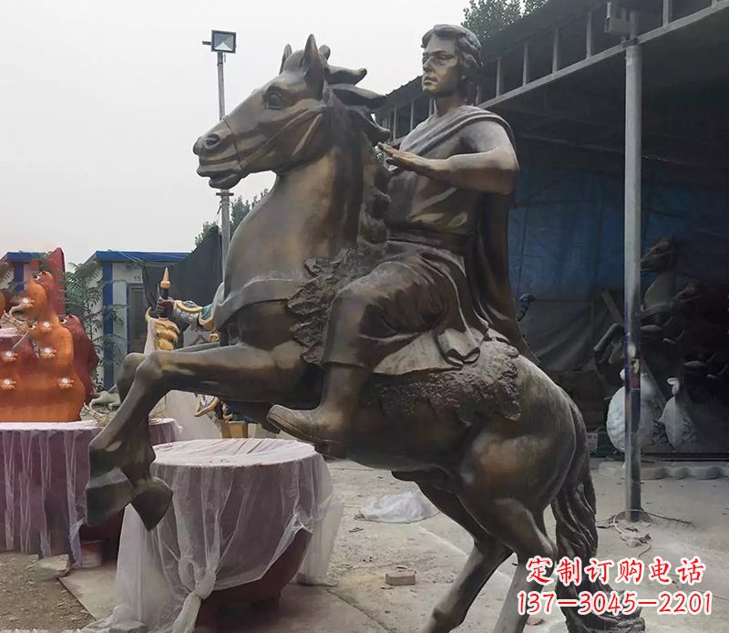 云南铜雕现代骑马人物公园景观