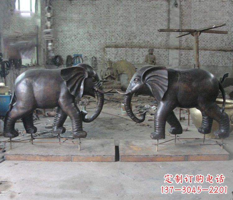 云南铜雕园林动物大象雕塑 (2)