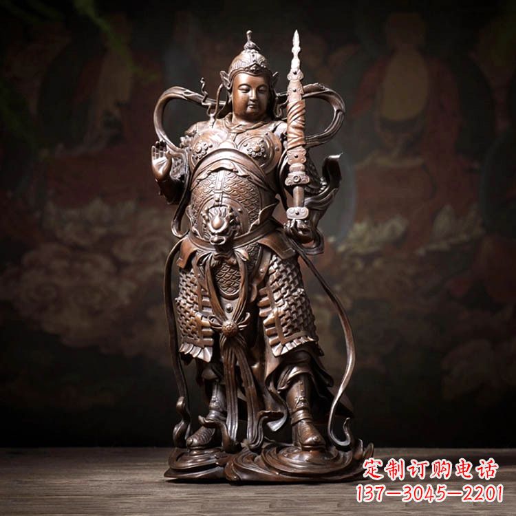 云南托塔李靖天王铜雕