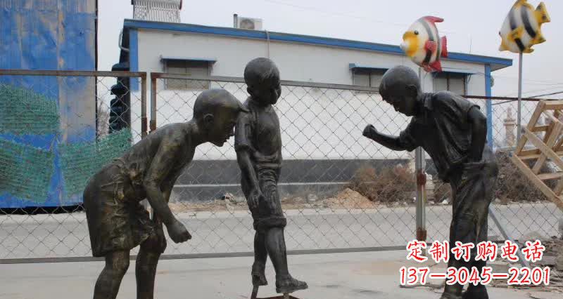 云南玩陀螺人物铜雕