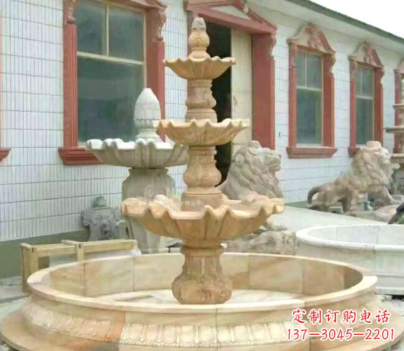 云南晚霞红大型喷泉石雕 (3)