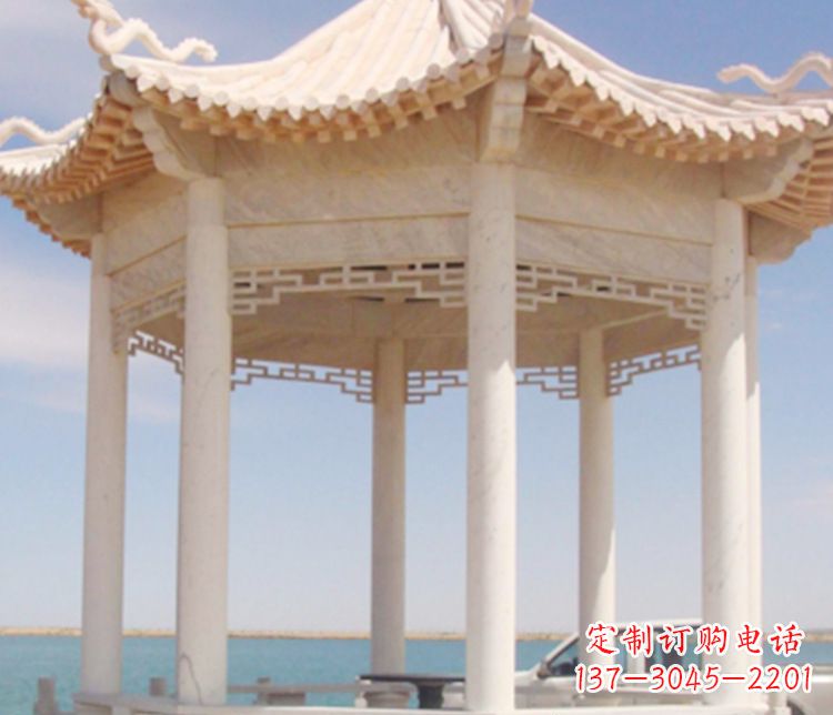 云南晚霞红单层凉亭石雕