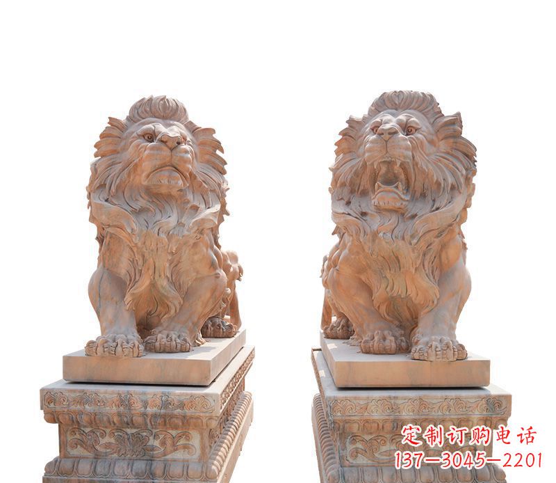 云南晚霞红欧式狮子雕塑