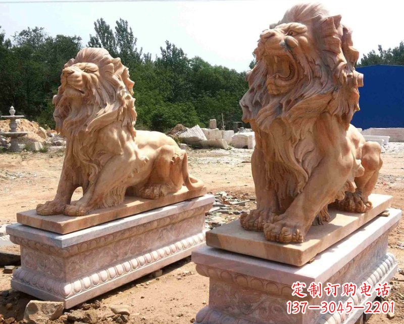 云南晚霞红欧式狮子雕塑222